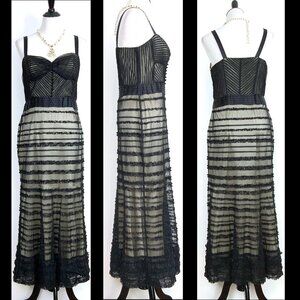 St. John Black Mesh Tule Formal Evening Prom Dress Silk Lining Sz 8